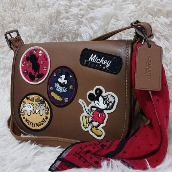 Coach Disney Limited Mickey Mouse Brown Multicolor Shoulder Bag F59373 - Picture 2 of 16